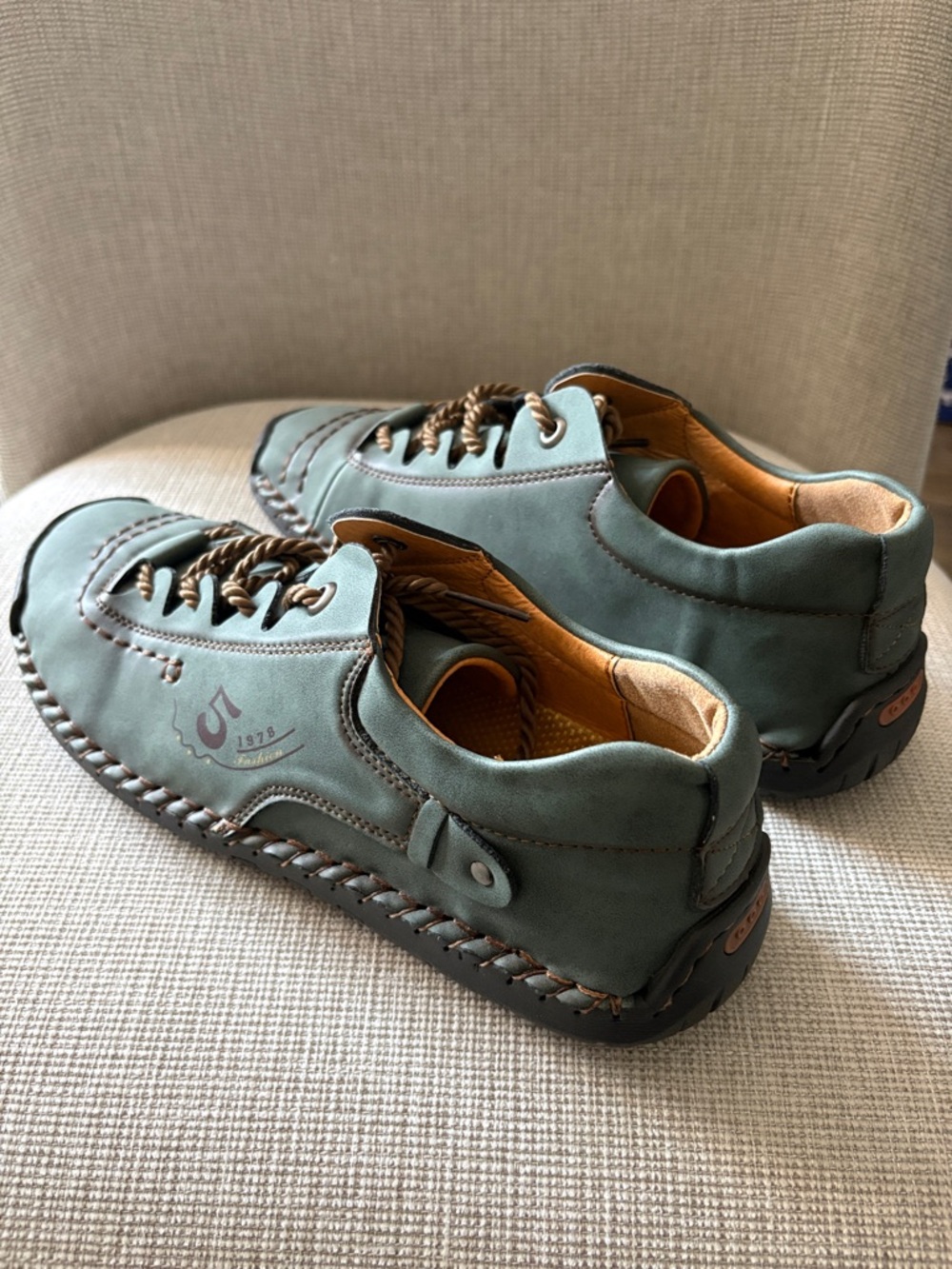 Leather Casual Slip-On Loafers in Teal Green - Unbranded Fashion 5